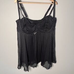 Women's Adore Me Black‎ Sheer Polka Dot Negligee New Without Tags Size 4X